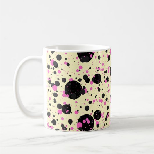 Pink & Black Polka Dot Glam Pattern Koffiemok (Links)