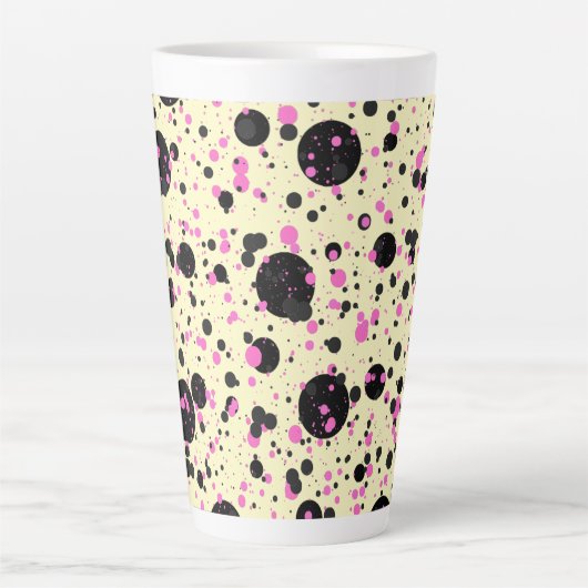 Pink & Black Polka Dot Glam Pattern Latte Mok (Voorkant)