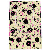 Pink & Black Polka Dot Glam Pattern Medium Cadeauzakje (Voorkant)