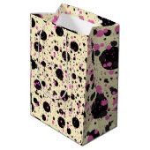 Pink & Black Polka Dot Glam Pattern Medium Cadeauzakje (Achterkant Gekanteld)