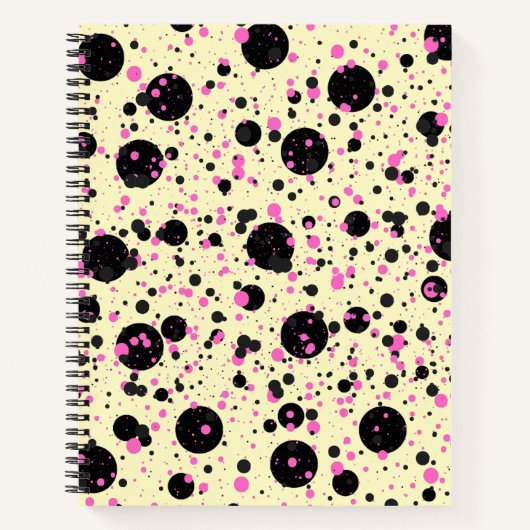 Pink & Black Polka Dot Glam Pattern Notitieboek (Voorkant)