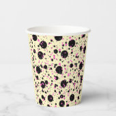 Pink & Black Polka Dot Glam Pattern Papieren Bekers (Achterkant)