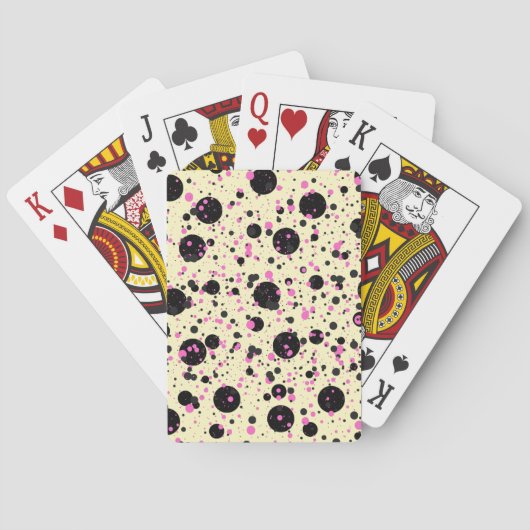 Pink & Black Polka Dot Glam Pattern Pokerkaarten (Achterkant)