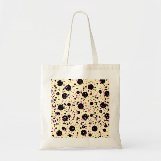 Pink & Black Polka Dot Glam Pattern Tote Bag (Voorkant)