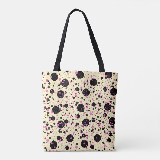 Pink & Black Polka Dot Glam Pattern Tote Bag (Achterkant)