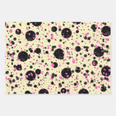 Pink & Black Polka Dot Wrapping Paper  (Voorkant 3)