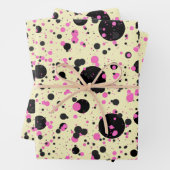 Pink & Black Polka Dot Wrapping Paper  (In situ)