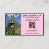 Pink & Black QR Code Professional 2 Photo Floral Visitekaartje (Achterkant)