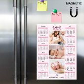 Pink Black Red 2026 Calendar Photo Collage Magnet