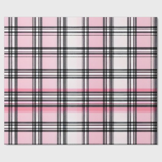 Pink Black  Red Plaid Pattern Cadeaupapier (Vlak)