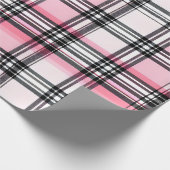 Pink Black  Red Plaid Pattern Cadeaupapier (Hoek)