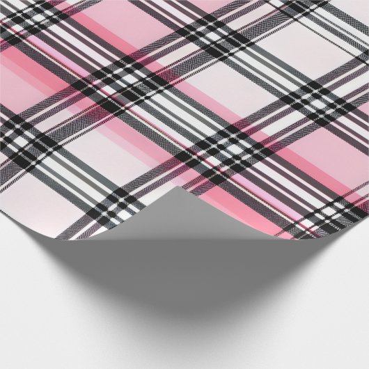 Pink Black  Red Plaid Pattern Cadeaupapier (Hoek)
