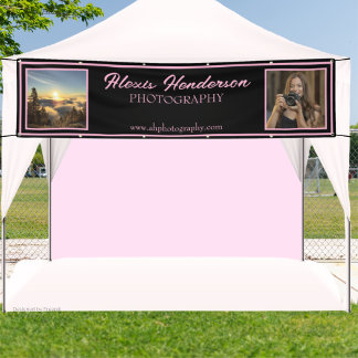 Pink & Black Script Modern 2 Photo booth Tent Spandoek