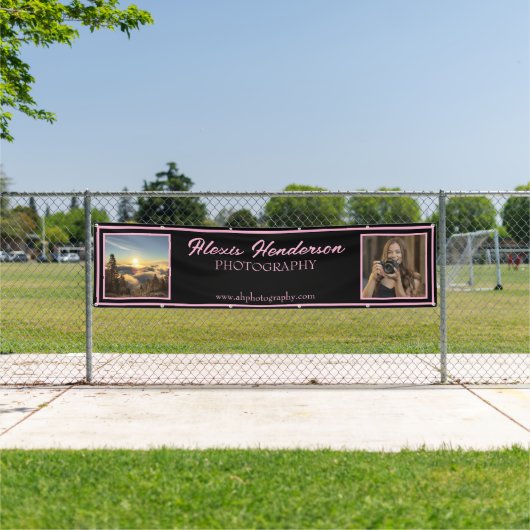 Pink & Black Script Modern 2 Photo booth Tent Spandoek (Insitu)