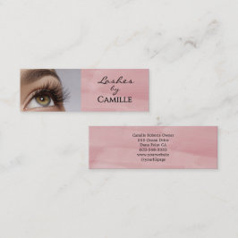 Pink Black Script Photo Lashes Mini Business Card Mini Visitekaartje