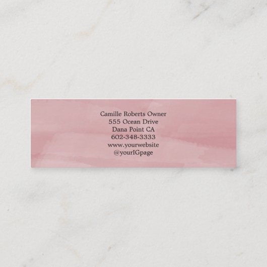 Pink Black Script Photo Lashes Mini Business Card Mini Visitekaartje (Achterkant)
