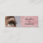Pink Black Script Photo Lashes Mini Business Card Visitekaartje (Voorkant)