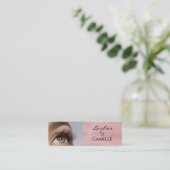 Pink Black Script Photo Lashes Mini Business Card Visitekaartje (Staand voorkant)