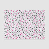 Pink Black Silver Stars Birthday Tissuepapier (Voorkant)