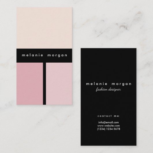 Pink black sophisticated elegant minimal vogue visitekaartje (Voorkant / Achterkant)