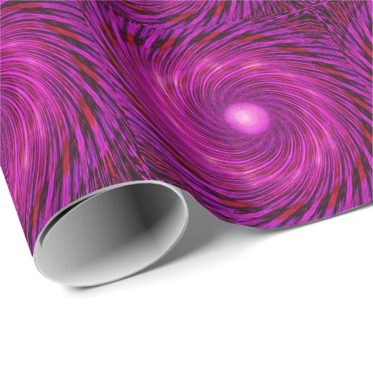 Pink Black Spiral Wave Kaleidoscoop Art Cadeaupapier (Rol Hoek)
