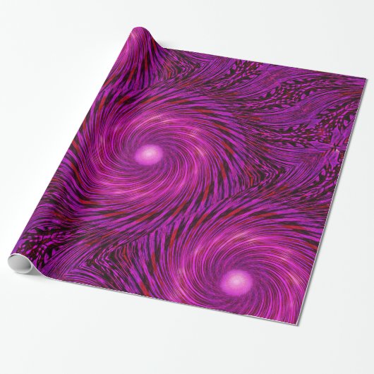 Pink Black Spiral Wave Kaleidoscoop Art Cadeaupapier (Uitgerold)