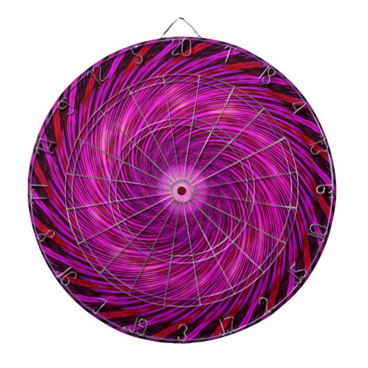 Pink Black Spiral Wave Kaleidoscoop Art Dartbord (Voorkant)
