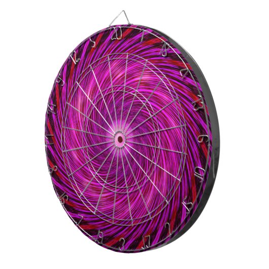 Pink Black Spiral Wave Kaleidoscoop Art Dartbord (Voorkant Rechts)