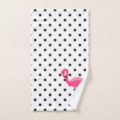 PINK BLACK SPOT FLAMINGO BATHROOM TOWEL SET BAD HANDDOEK (Handdoek)