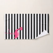 PINK BLACK STRIPE FLAMINGO BATHROOM TOWEL SET BAD HANDDOEK (Handdoek)