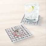 Pink Black Stripes Ladybug Glazen Onderzetter<br><div class="desc">Girly Pink Black Stripes Ladybug</div>