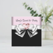 Pink Black Sweet 16 Verjaardagsfeestje Kaart (Staand voorkant)