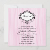 Pink Black Sweet 16 Verjaardagsfeestje Kaart (Achterkant)