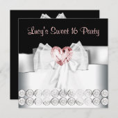 Pink Black Sweet 16 Verjaardagsfeestje Kaart (Voorkant / Achterkant)