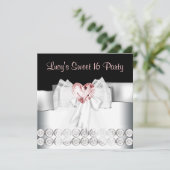 Pink Black Sweet 16 Verjaardagsfeestje Kaart (Staand voorkant)