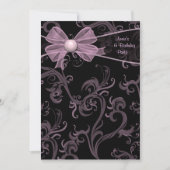 Pink Black Swirls Verjaardagsfeestje Kaart (Voorkant)