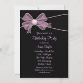 Pink Black Swirls Verjaardagsfeestje Kaart (Achterkant)