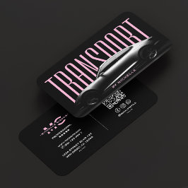 Pink Black Transport Driver Auto Rent Chauffeur Visitekaartje