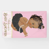 Pink Black Tutu Pearl Etnisch Meisje Baby shower Spandoek (Horizontaal)