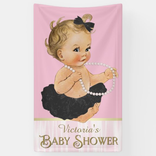 Pink Black Tutu Pearl Girl Baby shower Spandoek (Verticaal)