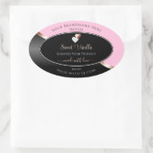Pink Black Wavy Roos Gold Hearts Productlabels Ovale Sticker (Tas)