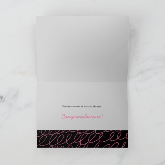 Pink Black Wedding Gefeliciteerd Kaart (Binnen)