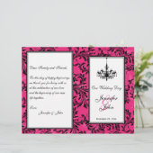 Pink Black White Chandelier Scroll Wedding Program (Staand voorkant)