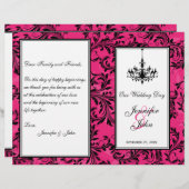 Pink Black White Chandelier Scroll Wedding Program (Voorkant / Achterkant)