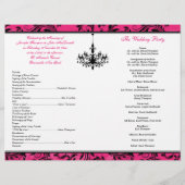 Pink Black White Chandelier Scroll Wedding Program (Achterkant)