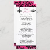 Pink Black White Chandelier Scroll Wedding Program Programmakaart (Voorkant / Achterkant)