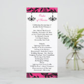 Pink Black White Chandelier Scroll Wedding Program Programmakaart (Staand voorkant)
