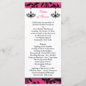 Pink Black White Chandelier Scroll Wedding Program Programmakaart (Voorkant)