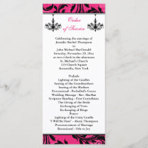 Pink Black White Chandelier Scroll Wedding Program