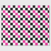 Pink Black White Checkered Pattern Design  Cadeaupapier (Vlak)